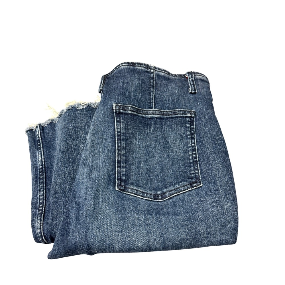 We The Free Jeans Womens 32 (32x31) Level Up Slit Bootcut Blue Denim Frayed Hem